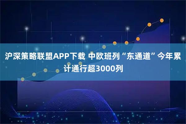 沪深策略联盟APP下载 中欧班列“东通道”今年累计通行超3000列